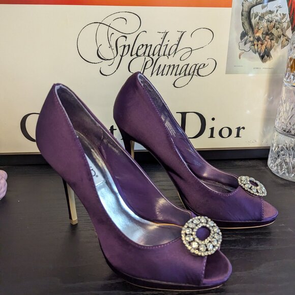 RSVP Purple Satin and Jewel Pumps - Picture 2 of 5